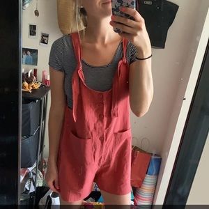 Orange/red Linen Romper